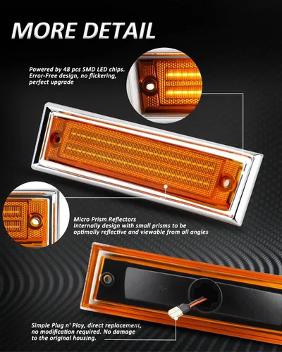 Miniatura 2 de Bestview Luces de posición laterales LED Compatibles con 1981-1991 Chevy C10 C20 C30 GMC C1500 C2500 Suburban Blazer Jimmy, lado del conductor