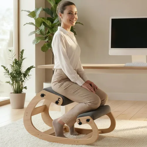 Miniatura 10 de NYPOT Silla ergonómica de rodillas con asientos ajustables - Silla de rodillas para corrección de postura y taburete oscilante para rodillas