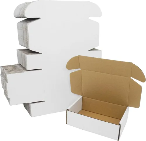 Miniatura 20 de Paquete de 50 cajas de envío de 7x6x2 pulgadas, caja de cartón blanco corrugado, cajas de correo planas para literatura para embalaje de pequeñas