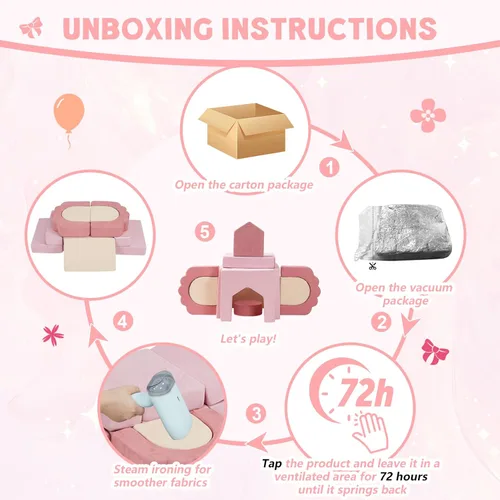 Miniatura 6 de 13 Piezas Bloques de Escalada de Espuma para Niños Pequeños Gimnasio de Juego Suave Floral para Bebés, Escaladores de Interior para Niños