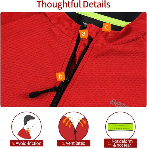 Miniatura 5 de BERGRISAR Camisetas básicas de ciclismo para hombre, manga corta, para bicicleta de montaña, con bolsillos con cremallera