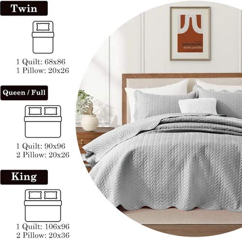 Miniatura 86 de MOONLIGHT20015 Edredón tamaño King (106 x 96 pulgadas) con 2 fundas de almohada (20 x 36 + 2 pulgadas) para todas las estaciones, juego de cama Azul