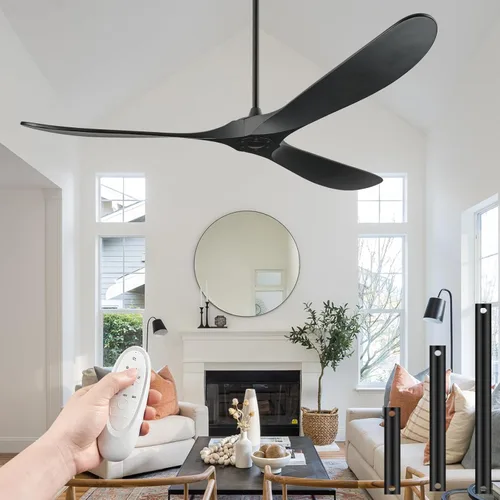 Miniatura 18 de Ventilador de techo de 60 pulgadas sin luz, ventilador de techo sin luz con control remoto y motor de CC silencioso, ventiladores de exterior