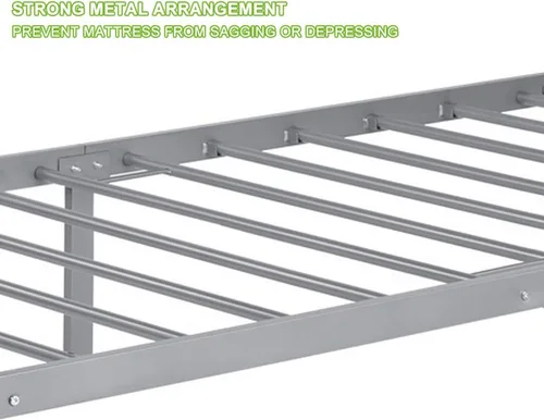 Miniatura 4 de Cabecero de cama de metal resistente para cama individual, estructura de acero, revestimiento de plata, estilo retro, sin necesidad de almacenamiento