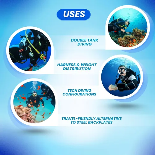 Miniatura 7 de Scuba Choice Scuba Tech Buceo Aluminio Negro Placa trasera