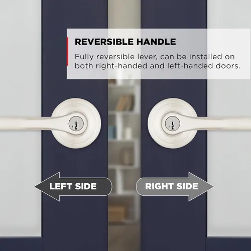 Miniatura 6 de Kwikset Henley - Manija de puerta de entrada con cerradura y llave, palanca reversible con llave y segura para exterior, para entrada principal