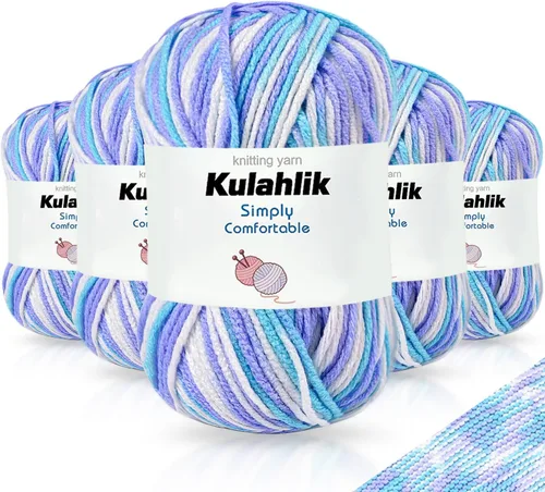 Miniatura 52 de 50g (1x50g) Hilo Acrílico para Crochet y Tejido, Hilo Degradado Colorido, 1 Rollo de Madejas, Hilo Acrílico Multicolor, Perfecto para Proyectos