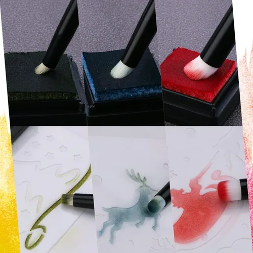 Miniatura 4 de UNIMEIX Mini pinceles de mezcla para hacer tarjetas, pincel seco, pintura en miniatura, mezclador de fondo, pequeños pinceles de acuarela