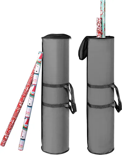 ProPik Bolsa de almacenamiento de papel de regalo, organizador de papel de regalo, paquete de 2 unidades para almacenar hasta 48 rollos de 40 Gris