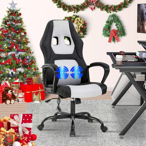 Silla para videojuegos, silla de oficina de masaje, sillas ergonómicas de videojuegos, silla de computadora reclinable ajustable con soporte lumbar,
