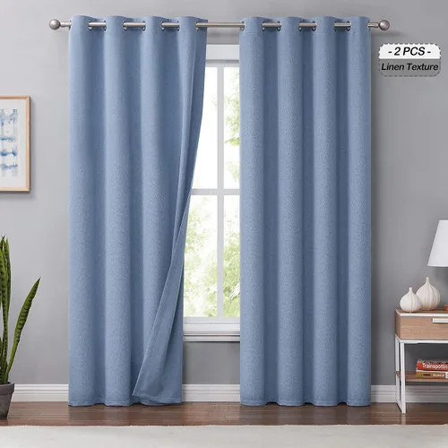 Miniatura 28 de Melodieux Cortinas 100% opacas para dormitorio, aislamiento térmico, reducción de ruido, cortinas de ventana de lino con ojales para sala de estar