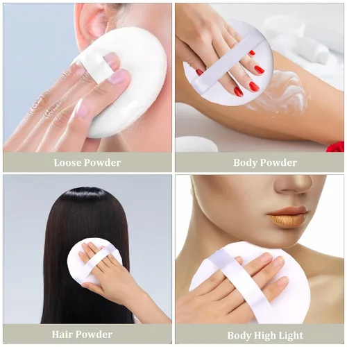 Miniatura 4 de 1 paquete de 1 soplete grande de 5 pulgadas para polvo facial, ultra suave, lavable, suelto, esponja de mezcla redonda, esponja para ajustar
