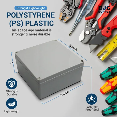 Miniatura 4 de Caja de conexiones eléctricas resistente a la intemperie de 4 x 4 x 2.4 pulgadas, carcasa impermeable IP65 para exteriores, plástico