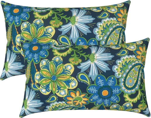 Miniatura 104 de LVTXIII Juego de 2 almohadas lumbares para patio, 12 x 20 pulgadas, resistentes a la decoloración, para exteriores con interiores, cojines lumbares