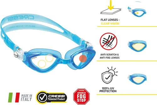 Miniatura 4 de CRESSI Gafas de natación para adultos con lentes planas para visión natural - Silicona suave - Zorro: Hecho en Italia