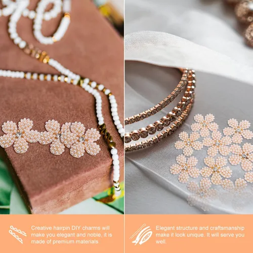 Miniatura 4 de EXCEART 10 piezas de accesorios con forma de flor de perla, dijes de horquilla para palos de pelo, horquillas para ropa, adornos hechos a mano