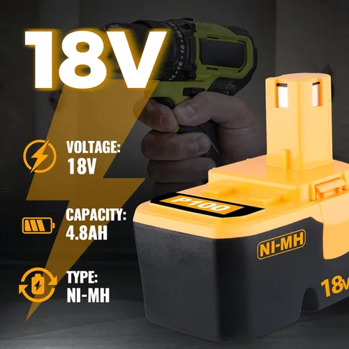 Miniatura 2 de VANTTECH Reemplazo de batería P100 de 18 V Ni-Mh de 4.8 Ah para batería Ryobi de 18 V P100 P101 ABP1801 ABP1803 BPP1820 compatible con herramientas