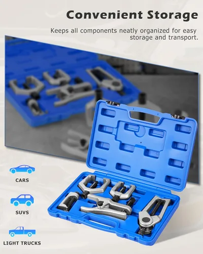 Miniatura 7 de DAYUAN Kit de herramientas de servicio frontal profesional, 5 piezas, color azul, extractor de brazo Pitman, separador de rótula, herramienta