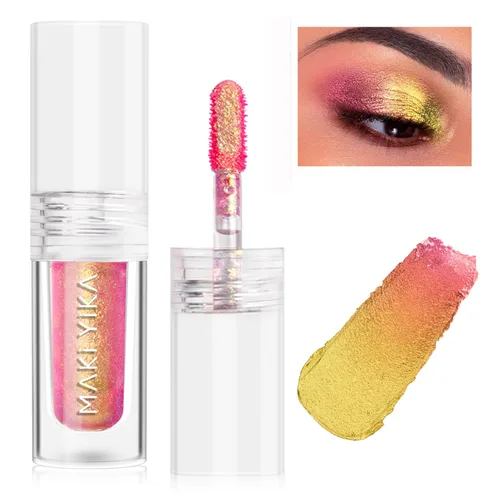 Miniatura 19 de Maki Yika Sombra de ojos líquida con brillo Ojos de camaleón metálicos Sombra de ojos multicolor cambiante de larga duración Sombra de ojos Aurora