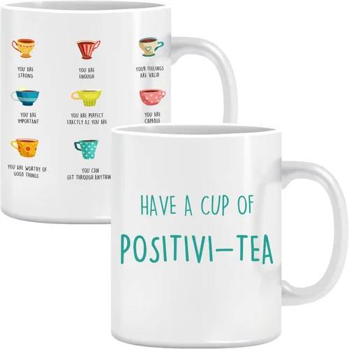LNOKRIM Taza Positivi-Tea, Taza de Café de Autoafirmación de Positividad, Regalo para Maestro Terapeuta Consejero, Taza de Café de Diálogo Interno