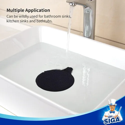 Miniatura 5 de MR.SIGA Tapón de silicona para bañera, tapón de drenaje para ducha, fregadero, 5.1 pulgadas de diámetro, negro, paquete de 3