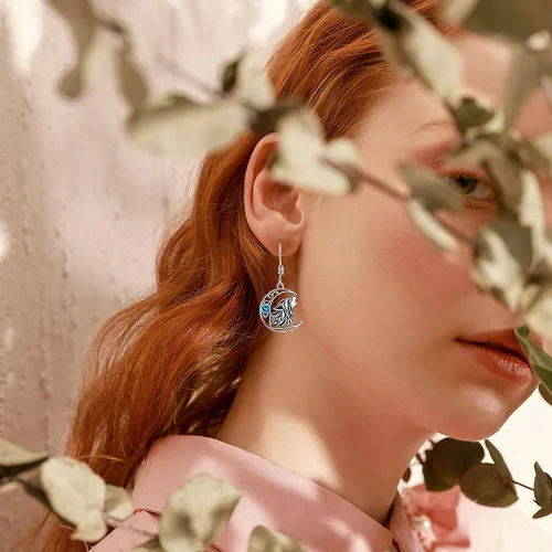 Miniatura 30 de POPKIMI Bonitos aretes colgantes de animales, joyería de animales, regalos de cumpleaños y Navidad para mujeres, aretes de ópalo de cristal de plata