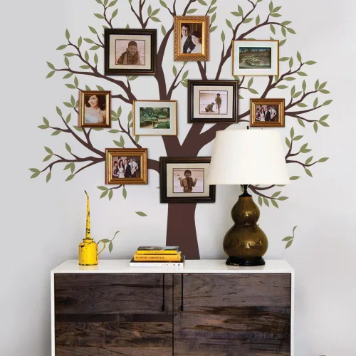 Miniatura 4 de Adhesivo estrecho para pared, diseño de árbol genealógico, dos colores (esquema B, tamaño pequeño: 62.5 pulgadas de ancho x 80 pulgadas de alto)