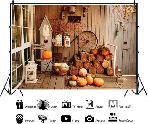 Miniatura 3 de Telón de fondo de otoño de 5 x 3 pies para sesión de fotos, tablero de madera de otoño para fotografía, decoración de pared de Acción de Gracias