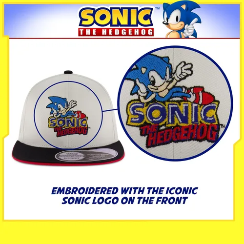 Miniatura 3 de Concept One Gorra de béisbol Sonic The Hedgehog para hombre, logotipo bordado con ala plana, ajustable