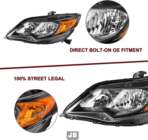 Miniatura 4 de JSBOYAT Conjunto de faros delanteros con bombillas para Honda Civic Coupe 2014-2015 de 2 puertas [tipo halógeno de fábrica] Par de repuesto de faros
