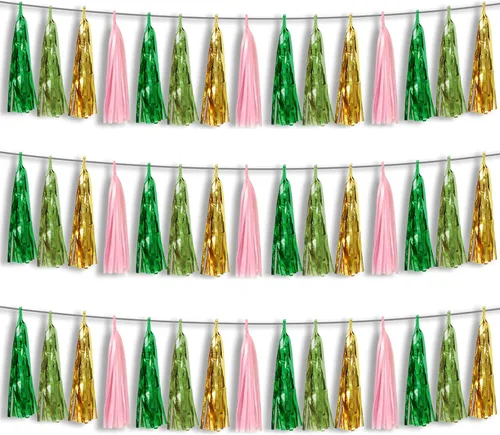 Miniatura 22 de 3P Guirnalda de borlas metálicas con flecos de oro blanco y azul marino, banderines de borlas para desfiles, despedidas de soltera, bodas, Azul Oro
