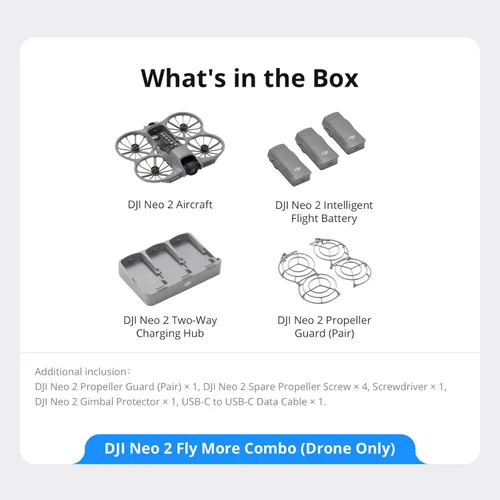 Miniatura 9 de DJI Neo 2 Kit combinado Fly More (solo dron), dron 4K con cámara, despegue y aterrizaje en la palma, control por gestos, ActiveTrack, detección