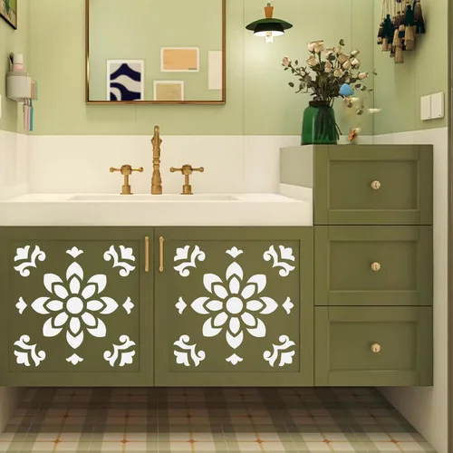 Miniatura 7 de Plantillas de azulejos reutilizables de 12 x 12 pulgadas, plantillas de piso de concreto para pintar pisos, azulejos, pasarela, patio, porche