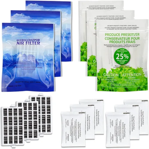 AMI PARTS Filtro de aire de flujo fresco W10311524 AIR1 y repuesto de conservador de productos W10346771A compatible con refrigerador (6 paquetes)