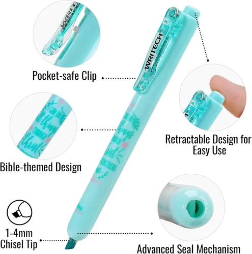 Miniatura 5 de WRITECH Set de marcadores y bolígrafos para diario de la Biblia Mate: marcadores sin sangrado para la Biblia y bolígrafos de bola de tinta negra