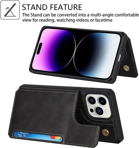 Miniatura 5 de Cavor Funda para iPhone 14 Pro con tarjetero, funda tipo cartera para iPhone 14 Pro para mujeres y hombres, funda de teléfono para iPhone 14 Pro