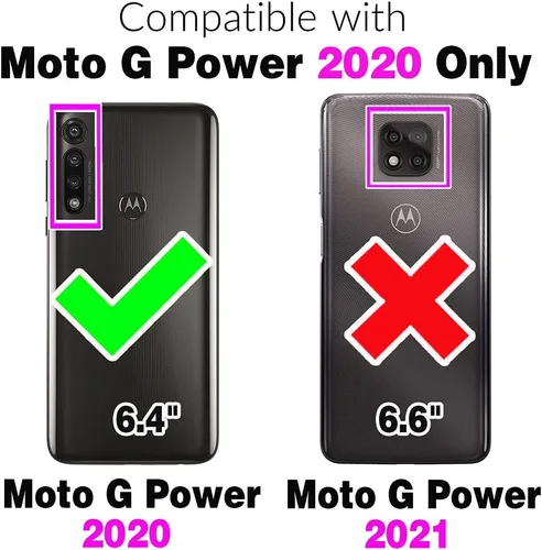 Miniatura 2 de Asuwish Funda compatible con Moto G Power 2020 y protector de pantalla de vidrio templado, accesorios de celda, soporte para tarjetas, soporte