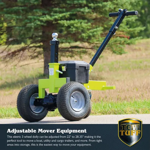 Miniatura 3 de Tow Tuff Plataforma rodante eléctrica para remolque con neumáticos de 13" y rueda giratoria de 8", capacidad de 3500 lb, verde - Altura de bola