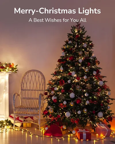 Miniatura 3 de ULG - Luces de cuerda de Navidad de 2 paquetes mejoradas de 186 pies con 500 LED, luces de hadas impermeables extensibles con función de memoria, 8