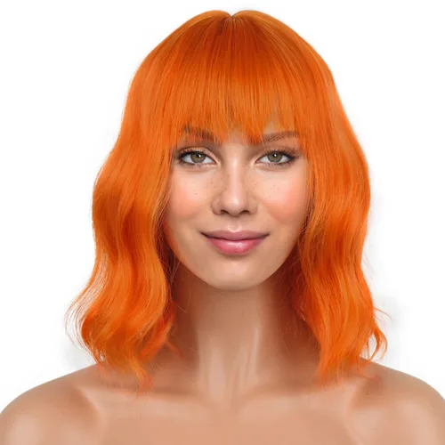 Miniatura 9 de LANICE Peluca verde para mujer, pelucas cortas estilo Bob con flequillo, peluca sintética natural, longitud al hombro, pelucas coloridas para uso
