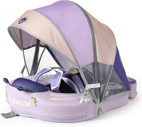 Miniatura 11 de Flotador Mambobaby con cola para bebé con toldo, flotador de piscina sólido, entrenador de natación infantil, entrenamiento de natación tumbado