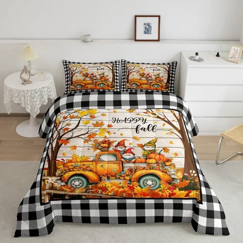 Miniatura 29 de Lindo juego de edredón de murciélago tamaño Queen con diseño de animales de Feliz Halloween, 3 piezas para decoración de habitación de niños