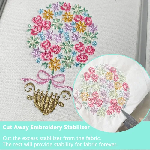 Miniatura 3 de Craftido 8 x 8 pulgadas, 150 hojas recortadas para aros de 4 x 4 y 6 x 6 pulgadas, peso medio de 2.5 onzas para bordado a máquina y costura a mano