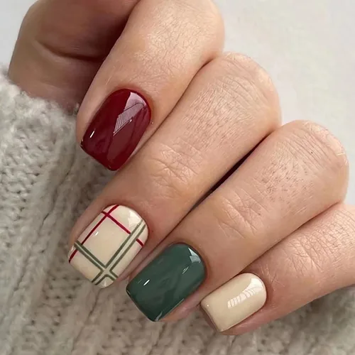 Miniatura 12 de Uñas postizas a presión de longitud corta, 24 piezas de cobertura completa, reutilizables, brillantes, uñas postizas con pegamento, uñas postizas