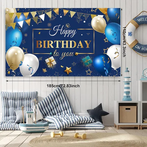 Miniatura 3 de Kit de globos de confeti de cumpleaños azul marino, 50 piezas de telón de fondo de fotografía para niños, niñas, hombres y mujeres, suministros