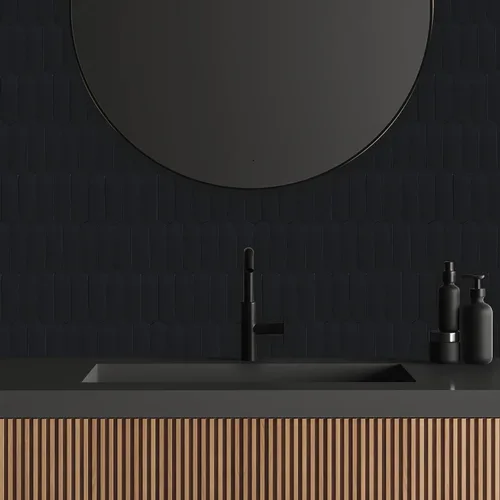 Miniatura 6 de Azulejo negro para salpicaduras de piquete, aspecto de cerámica, largo hexágono autoadhesivo para pared de cocina y baño, paquete de 6