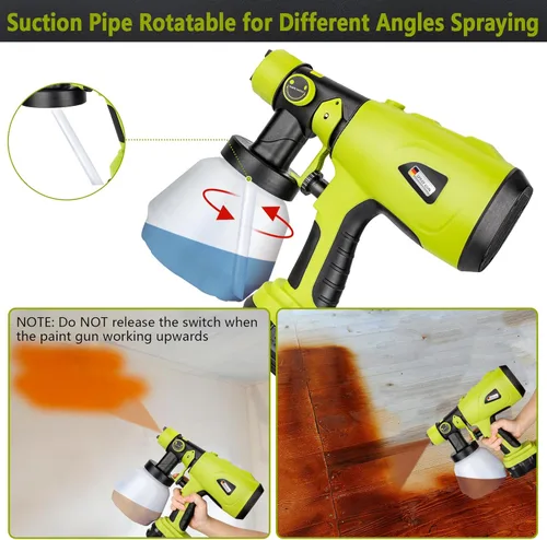 Miniatura 5 de Pulverizador de pintura inalámbrico compatible con batería Ryobi One de 18V, capacidad de 1000ml, pistola de pintura en aerosol HVLP, 3 patrones y 4