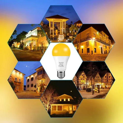 Miniatura 6 de Bombillas amarillas para insectos, del atardecer al amanecer, LED de 7 W, equivalente a 40 W, A19, encendido y apagado automático inteligente, 580