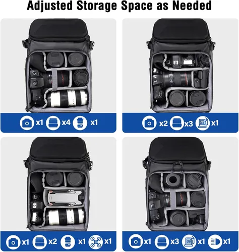Miniatura 3 de MOSISO Mochila para cámara, bolsa para cámara DSLR con cubierta impermeable para lluvia, funda rígida de panal de abeja, mochila de viaje