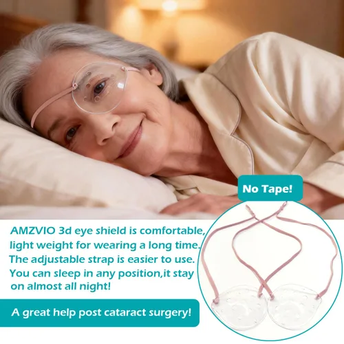 Miniatura 2 de AMZVIO Protector ocular transparente para después de la cirugía de cataratas, paquete de 2, parches médicos transpirables para adultos y niños, Rosa